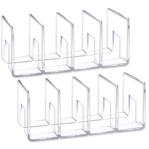 YAGELI Clear Acrylic Desk File Sorter Purse/Handbag Organizer Clutch Divider Mesh Folder Office Supplies Stand Bookshelf (3 Sections) (2Pack-4Sections)
