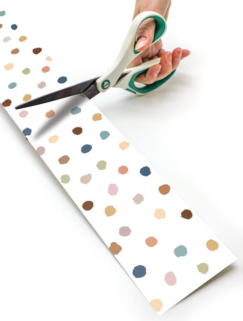 Light Mauve Better Than Paper® Bulletin Board Roll and Teacher Created Resources Painted Dots Border Trim