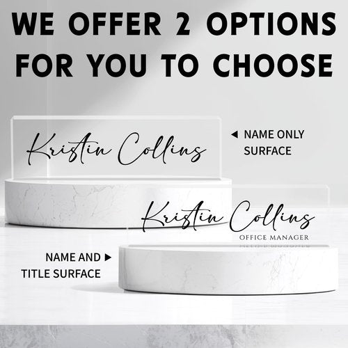 Custom Name Plate for Desk, Personalized Desk Name Plate on Clear Acrylic Glass, Appreciation Gifts for Teacher Employee Boss Coworkers Nurse, Office Desktop Accessories For Women Men (Ink)