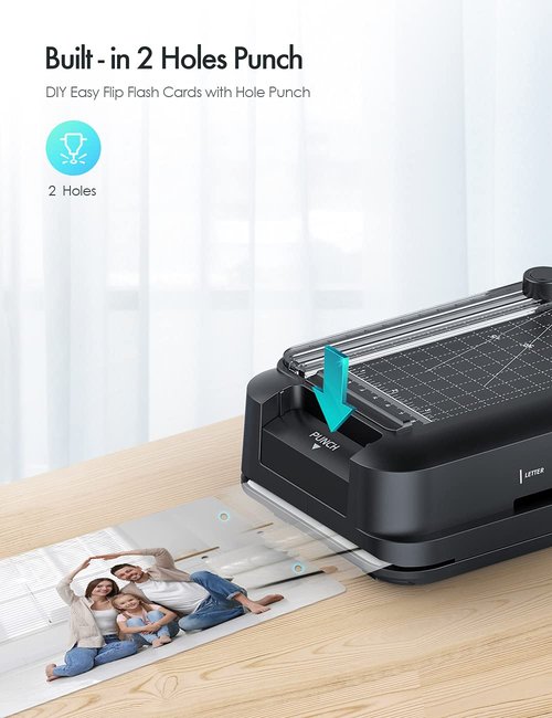 SINOPUREN 9-Inch Thermal Laminator Machine, 3-in-1 Laminator with Built-in Paper Trimmer, Hole Punch & Corner Rounder, 10 Laminating Pouches, Fast 3-Min Warm-Up, Jam-Free for Home, Office, School