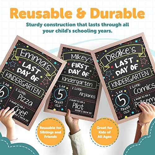 First Day Last Day of School Chalkboard Double Sided Sign with Frame - 14" x 10"
