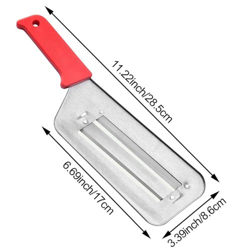 bolstoc Stainless Steel Shredder Knife, Multifunctional Stainless Steel Dual Blade Julienne Cutter, Shredder Knife for Vegetables Save Your Cooking Time and Energy, Easy to Clean (2PCS Red & Black)