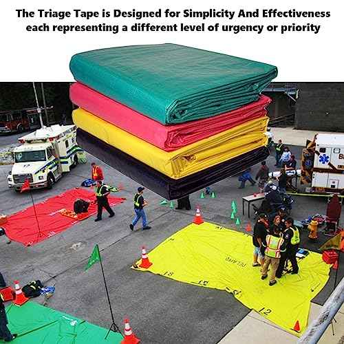 Triage Tape Kits for First Aid & Emergency Response - Set of 4 (Black:Deceased, Red:Immediate, Yellow:Delayed, Green:Minor)