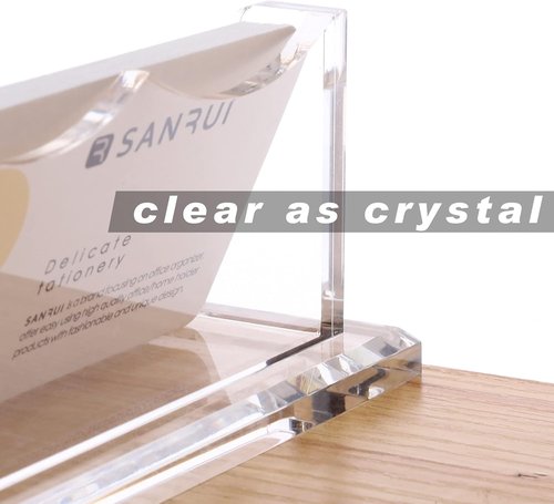 SANRUI Clear Acrylic Business Card Holder - Desk Organizer with 60 Card Capacity | 1 Tier Display Stand