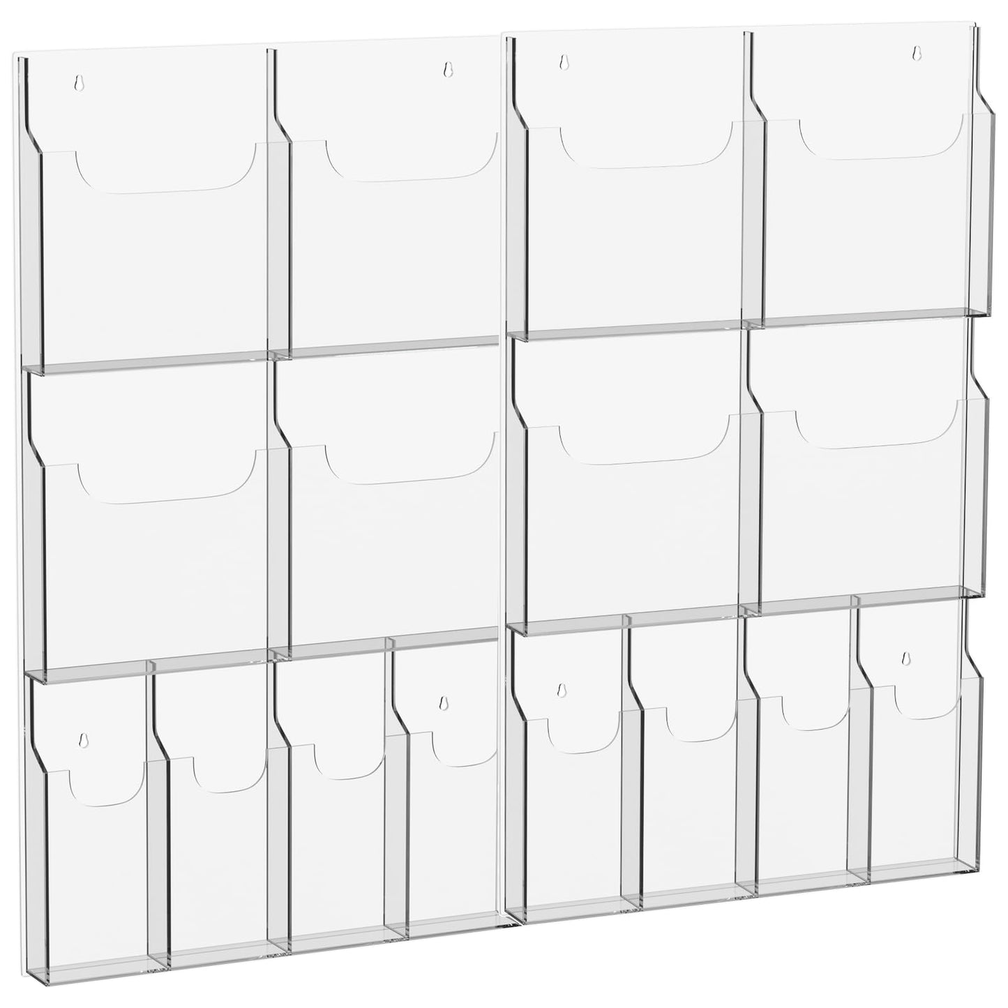 Acrylic Brochure Pamphlet Holder, 8 Magazine Holders and 8 Pamphlet Holders, Clear Brochure Display Holder Wall Mount, Trifold Flyer Rack, Literature Storage Rack for Home, Offices, Waiting Room