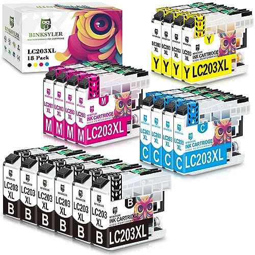 18-Pack LC203 Ink Cartridges, High Yield Replacement for Brother LC203XL LC203BK LC201 Cartridge Work for MFC-J480DW MFC-J485DW MFC-J4620 MFC-J4420DW Printer (6BK,4C,4M,4Y)
