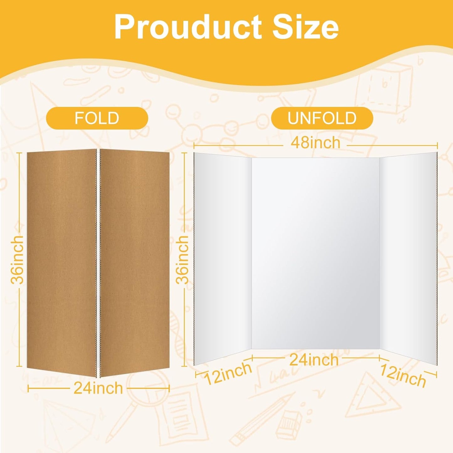 Trifold Poster Board - 36"x48" White Extra Large Corrugated Display Board | 2 Pack for School Projects & Presentations