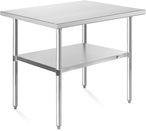 KUTLER Stainless Steel Table - 24 x 36 Inches | NSF Heavy Duty Prep Table with Undershelf for Kitchen