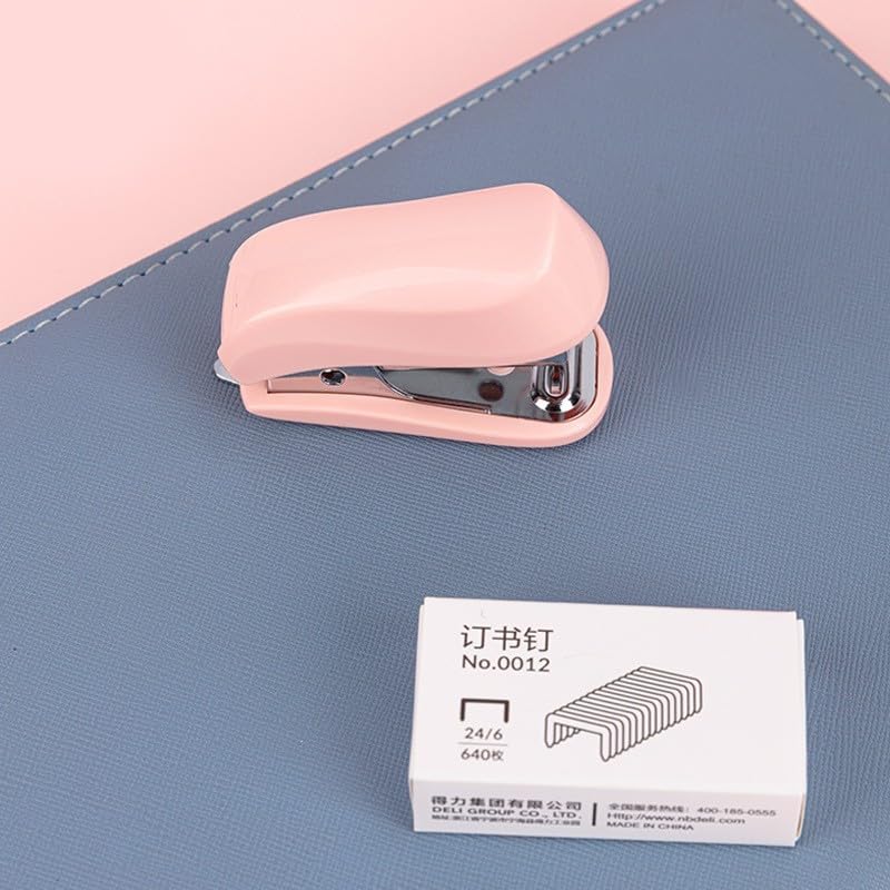 Pink Knamoda Mini Stapler with Staples - Cute Small Office & Desk Stapler (Pink)