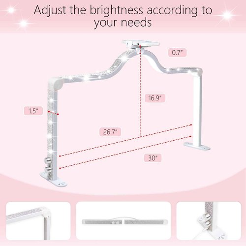 MARYRAIN 34-Inch Nail Light for Desk, 3-Level Dimming Half Moon Light, 3360LM Lamp, Adjustable with Phone Holder, Eye Protection – Ideal for Nail Techs - White