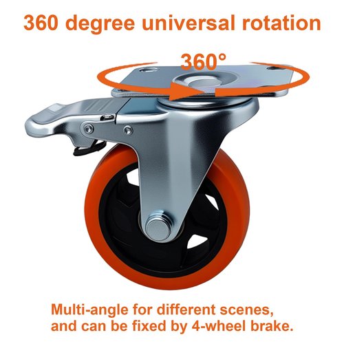 Htudcoue 6 Pcs 4 Inch Heavy Duty Casters,with Brake and Swivel Locking,6 casters Load Capacity 3300 lbs, for Furniture, Workbenches, Carts, Etc.