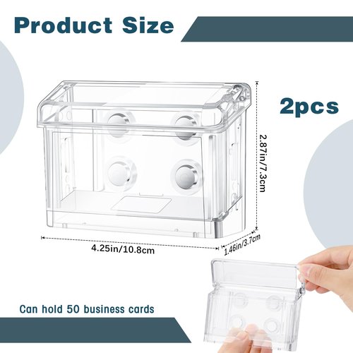 Jetec 2 Pcs Magnetic Outdoor Business Card Holder, Acrylic Vehicle Clear Business Card Holder Mount Box for Smooth Metal Surface for Office Store Trucks Wall, 4.25 x 1.46 x 2.87 Inch