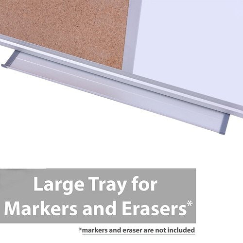 DexBoard 48 x 36 Inch Magnetic Dry Erase Cork Bulletin Combo Board, Wall Mounted Whiteboard & Corkboard Combination Board with Aluminum Frame