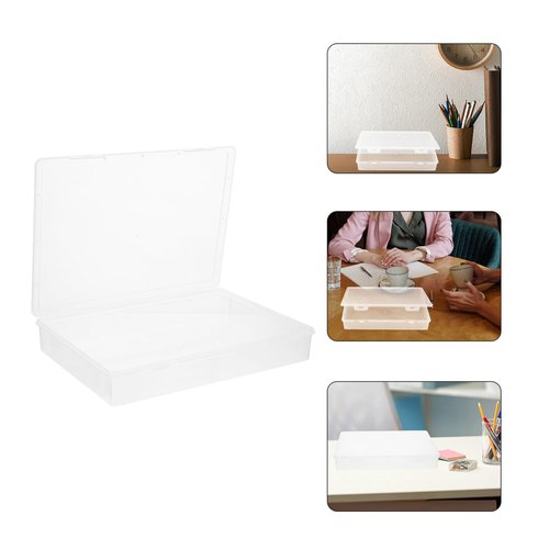 Tofficu Transparent a4 Document Storage Box: Office Desktop File Organizer with, Plastic Paper Holder for Magazines, Photos, Stationery, and More