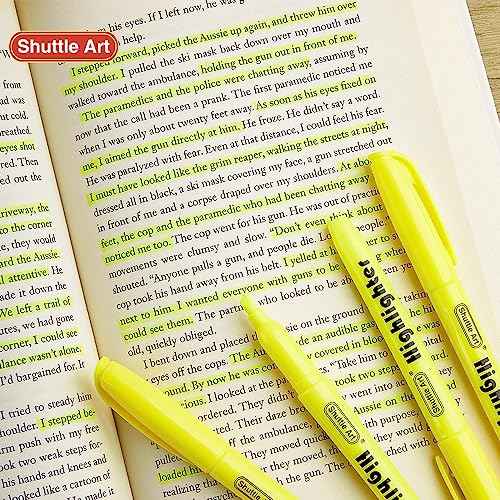 Shuttle Art 144 Pack Highlighters, Yellow Highlighter Pen Bulk with Versatile Chisel Tip Dry-Quickly Non-Toxic Highlighter Markers for Adults Kids Highlighting in Home School Office