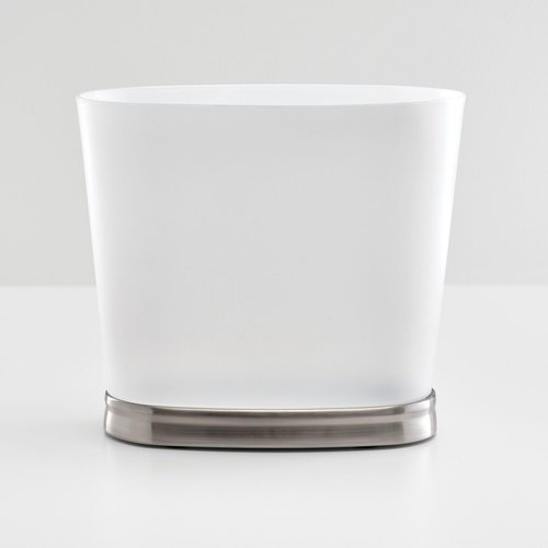 iDesign Small Bathroom Trash Can-Set of 2-Frost/Brushed Nickel Gina Oval Wastecan M2