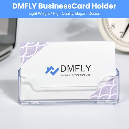 16 Pack Clear Business Card Holder for Desk, Plastic Business Card Display Desktop Acrylic Business Card Stand for Office, Exhibition Booth