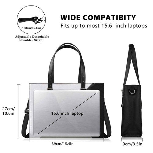 Alfheim Laptop Tote Bag for Women 15.6-16 inch Ladies Shoulder bag with Strap, Travel Business Large PU Leather Briefcase for Office Shopping,Compatible with Macbook Air/Macbook Pro 15.6 inch