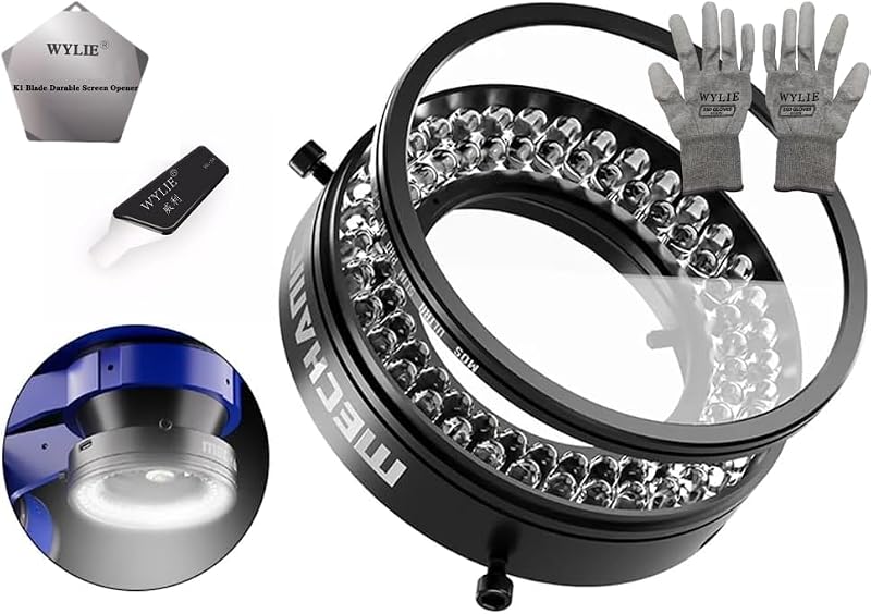 WYLIE LS72 Plus High Definition Microscope Ring Light with Polarized 72 LED Adjustable Illumination