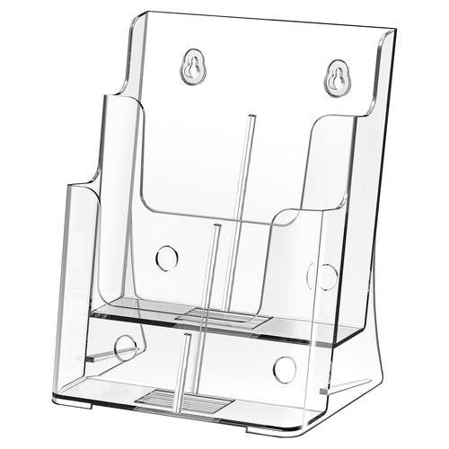 FUCDTEFC Acrylic Brochure Holder 8.5x11 & 4 x9 Inches, Clear 2 Tier Literature Magazine Stand Brochure Display Stand w Removable Divider Universal, Pamphlet Flyer Holder for Wall Mount or Countertop