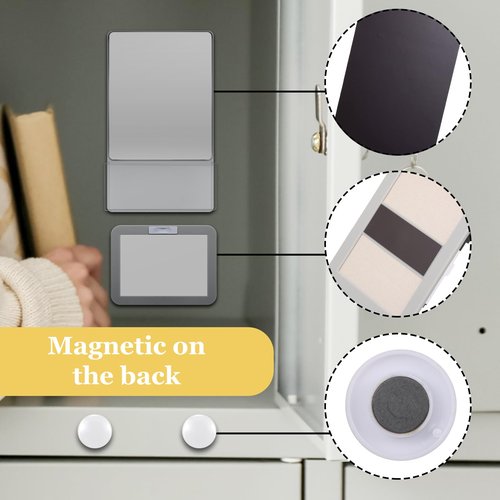 Fuyoooo Magnetic Locker Accessories, Back to School Essentials, Include Magnetic Mirror with Holder, Magnetic Mesh Pen Holder, Small Whiteboard and Magnets for Office School Locker Organizer (White)