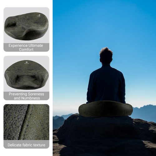 ZENFROG Ergonomic Meditation Cushion/Chair/Seat/Floor Pillow for Home/Office/Studio – Memory Foam, Removable & Washable Cover, Designed for Long Period Meditation Comfort (Dark Green)