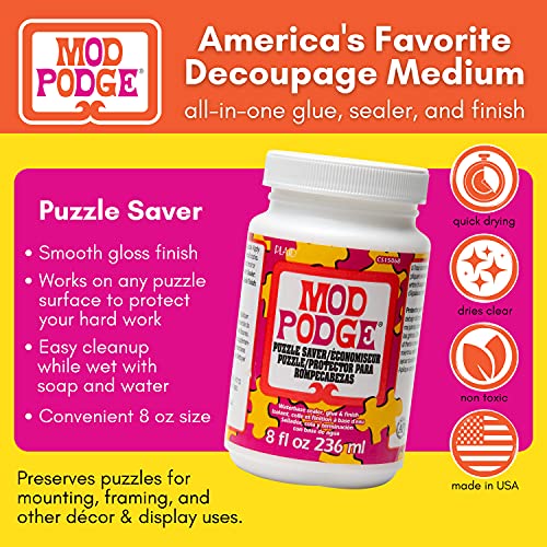 Mod Podge Puzzle Saver 8 oz (Pack of 1) - White, Quick-Dry Decoupage Glue & Sealer