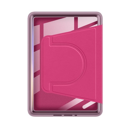 360 Degree Rotating Case for 7" Kindle Paperwhite (12th Generation-2024 Release), Detachable Magnetic Design Protective Adjustable Stand Cover Clear Back with Auto Sleep/Wake, Raspberry