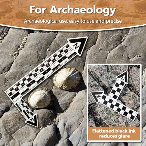 Maitys 12 Pack Archaeological North Arrow and Scale Set, Geology Photography Professional Measuring Scale Ruler with Case Archaeological Excavation Photo Reference Ruler for Artifact Documentation