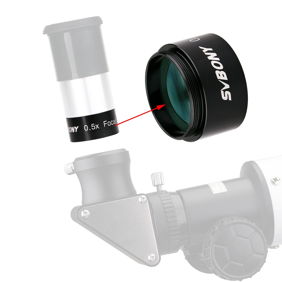 SVBONY 0.5X Focal Reducer - 1.25 inches Fully Multi Coated for Telescope Eyepiece Photography and Observing