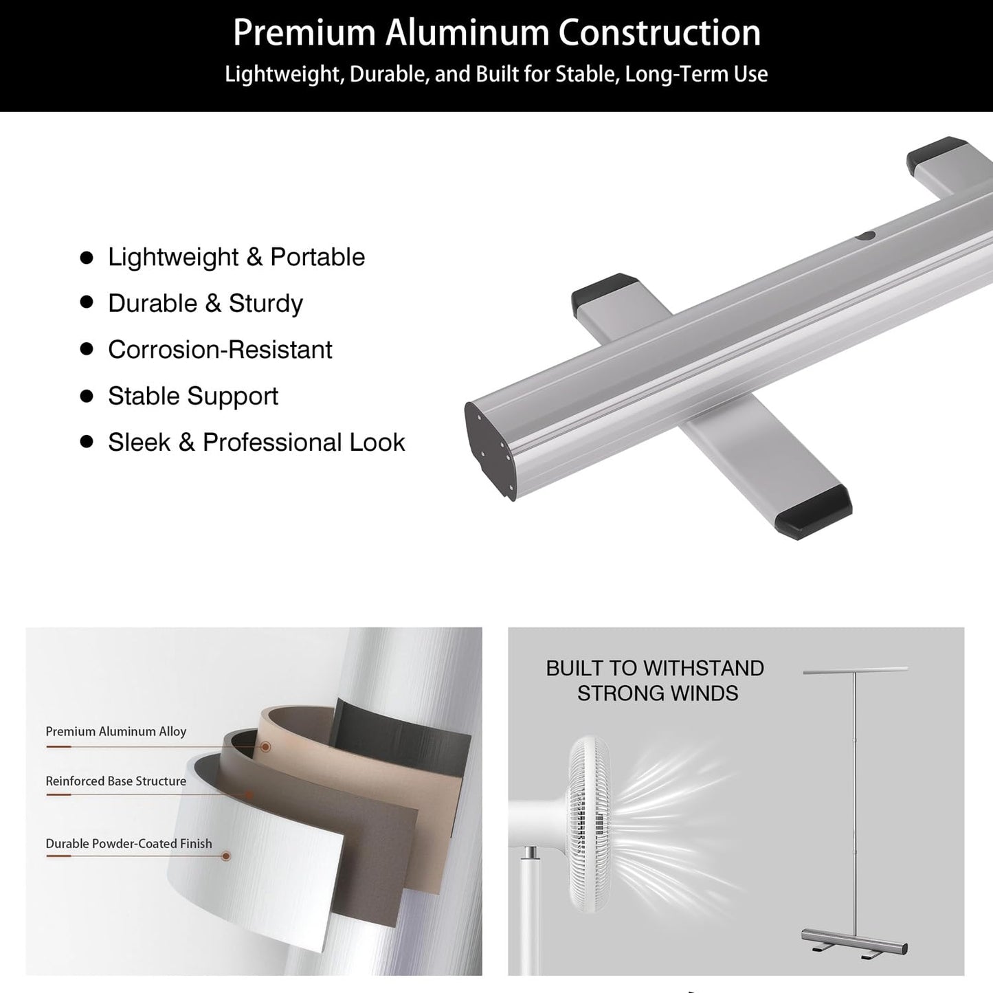 B.B.F MAKE Retractable Banner Stand Hardware 33" x 81" (Stand & Carrying Bag ONLY - No Printing Included) - Heavy-Duty Aluminum Base with Non-Slip Feet - Professional Hardware for 33x81 Inch Banners - 30-Sec Setup