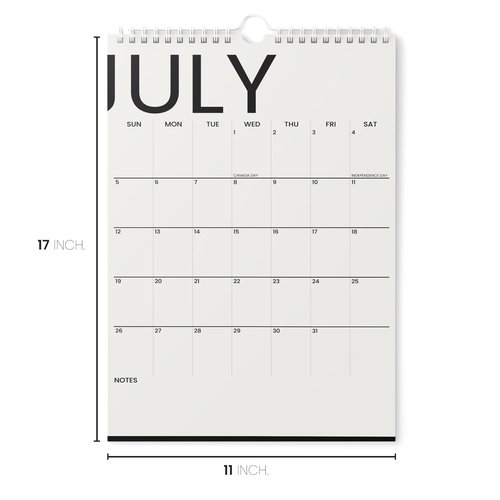 Karto Wall Calendar 2025-2026 - Vertical 11x17 inch July 2025 to December 2026 - Boost Your Productivity and Easy Planning with the Aesthetic Monthly Calendar - Big Text