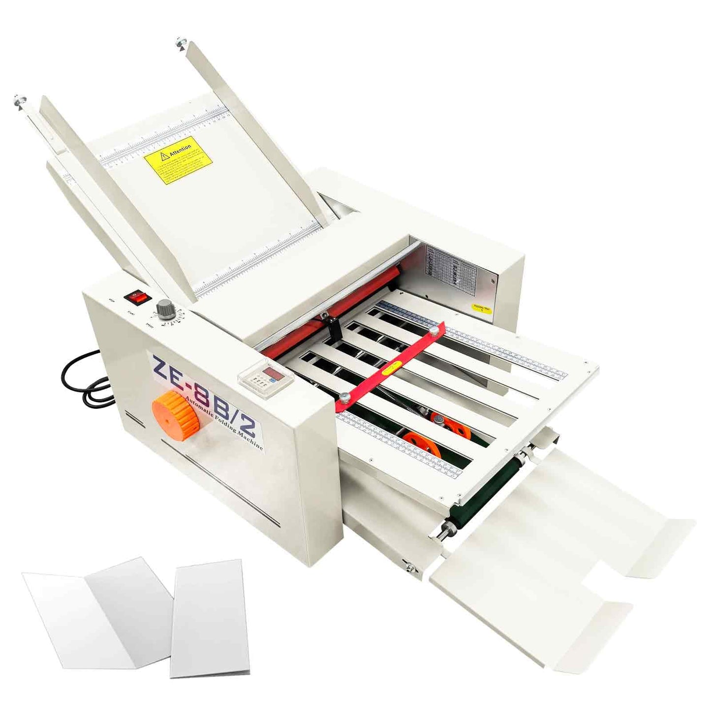 BEILOCKERY Automatic Paper Folding Machine, Electric Paper Folder with 2 Trays, Fold Sizes 2x3in to 12x27in, Adjustable Speed Max 262ft/min, for Folding Manuals Document Business Letters 110V