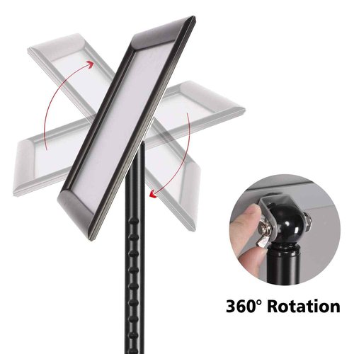 Adjustable Heavy Duty Pedestal Sign Holder Floor Stand, Sign Stand Poster Stand, Standing Floor, 8.5 x 11 inch, Vertical & Horizontal View, Outdoor Standing Display Sign Holders Aluminum Black 2 Pack