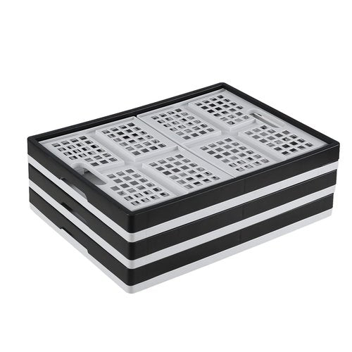 Tstorage 34 L Plastic Collapsible Storage Crate, Folding Stackable Storage Crate, Foldable Basket, 3 Packs