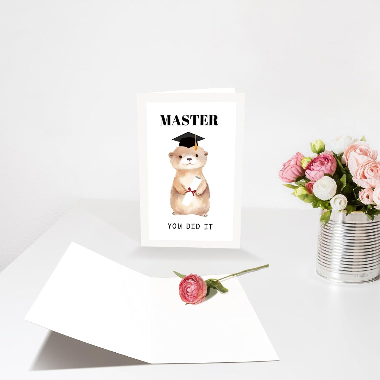 Masters Degree Graduation Card for Him Her, Funny Otter Congratulations Card for Master, Congratulations MBA Graduation for Son Daughter Grandson Granddaughter