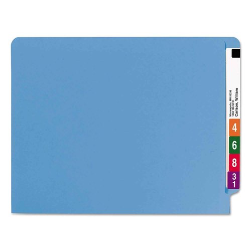 Smead End Tab File Folder, Shelf-Master Reinforced Straight-Cut Tab, Letter Size, Blue, 100 per Box (25010)