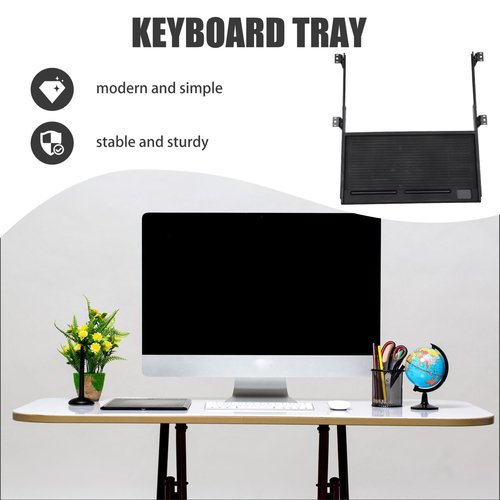 jojofuny 1 Set of Keyboard Tray Under Desk, Keyboard Sliding Tray Under Desk, Keyboard Drawer Slide Tray, Keyboard Shelf, for Home and Office