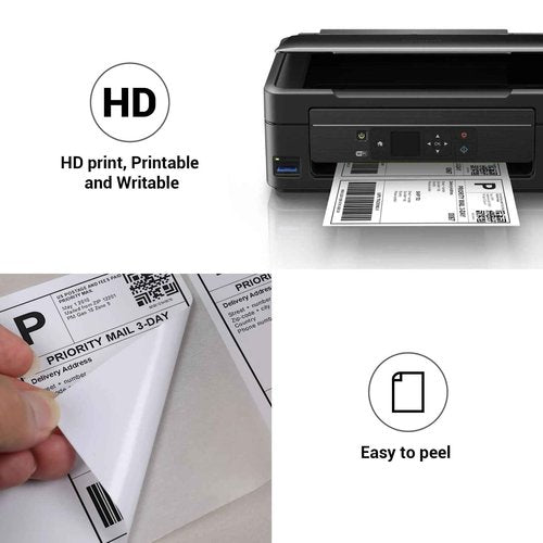 2000 Half Sheet Shipping Labels, Self Adhesive Mailing Sticker, Compatible to Laser & Inkjet Printer, 8.5” x 5.5” White, (2000 Labels/1000 Sheets)