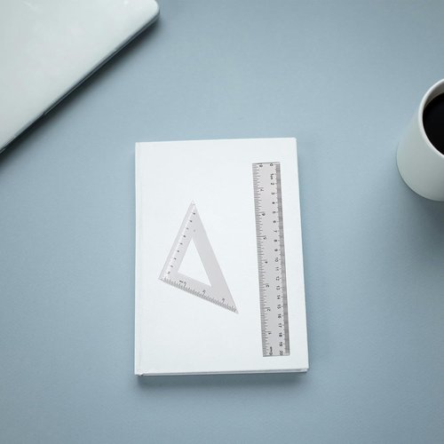 Math Geometry Set by [Brand Name] - 4 Pcs Transparent Plastic Kit with Protractor, Rulers & Triangle