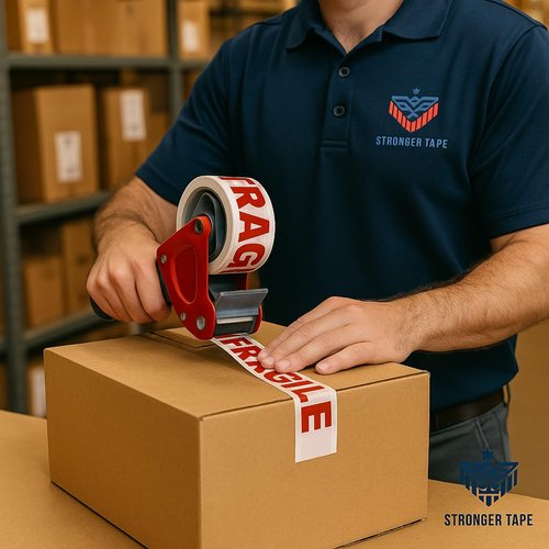 Fragile Packing Tape 2” x 110 Yards – 2-Pack Heavy Duty Shipping & Moving Tape, 2.0 Mil Thick, Acrylic Adhesive – Red Warning Print for Box Sealing