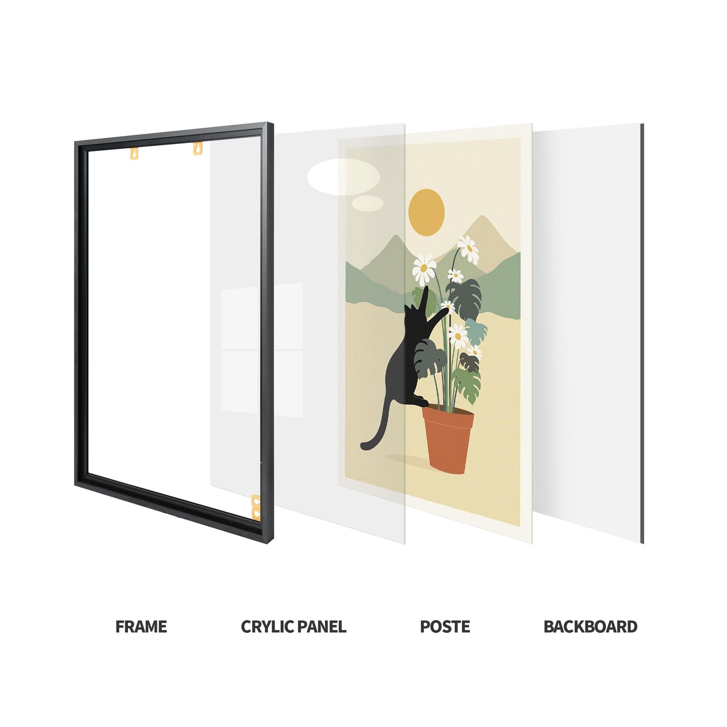 Cjgyz 16x24 Inch Black Poster Frame, Set of 2, Plexiglass Snap Frames, Front-loading Coated Aluminum Profile, Horizontal & Vertical Display