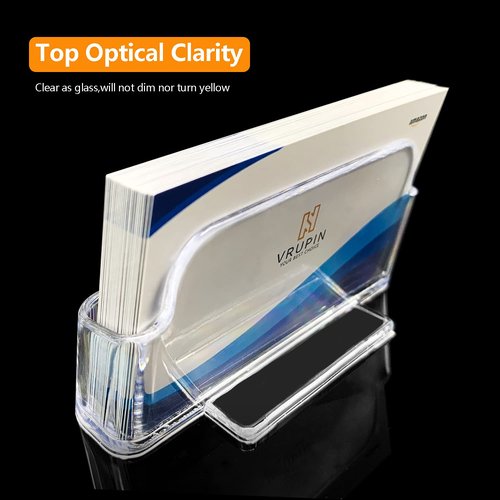 vrupin Business Card Holder for Desk - 16 Pack Acrylic Business Card Holder , Fits 30-50 Business Cards Display Business Card Stand Desktop Business Card Holders for Exhibition