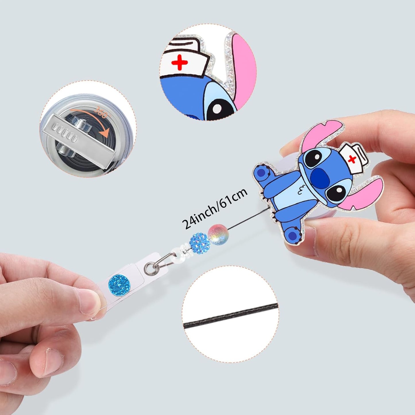 Skiennix Nurse Badge Reel - Cute Retractable ID Holder with Swivel Clip | Funny RN Design in Blue