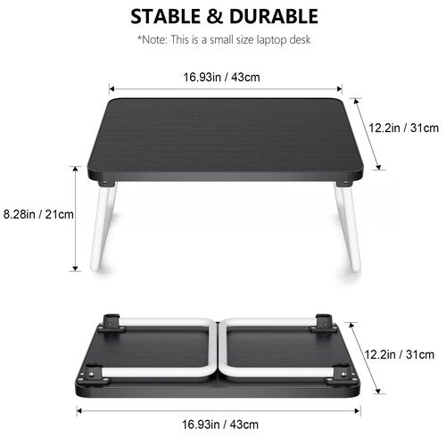 Lap Desks Laptop Tray for Bed or Couch,Portable Breakfast Serving Tray with Folding Legs,Foldable & Lightweight Mini Table, Laptop Stand for Working, Reading and Writing,Black