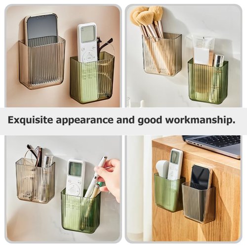 DOITOOL Wall Mounted Remote Control Holder : 2 Pack Self Adhesive Wall Pen Holder Remote Organizer Small Pen Organizer Storage Accessories for Home Office School