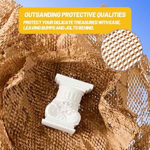 Honeycomb Packing Paper 12"Wx800'L-Bubble Wrap Substitute Alternative for Shipping, Moving Supplies, Small Business Packaging, Packing Boxes & Gifts Wrapping Paper with 20 Fragile Stickers