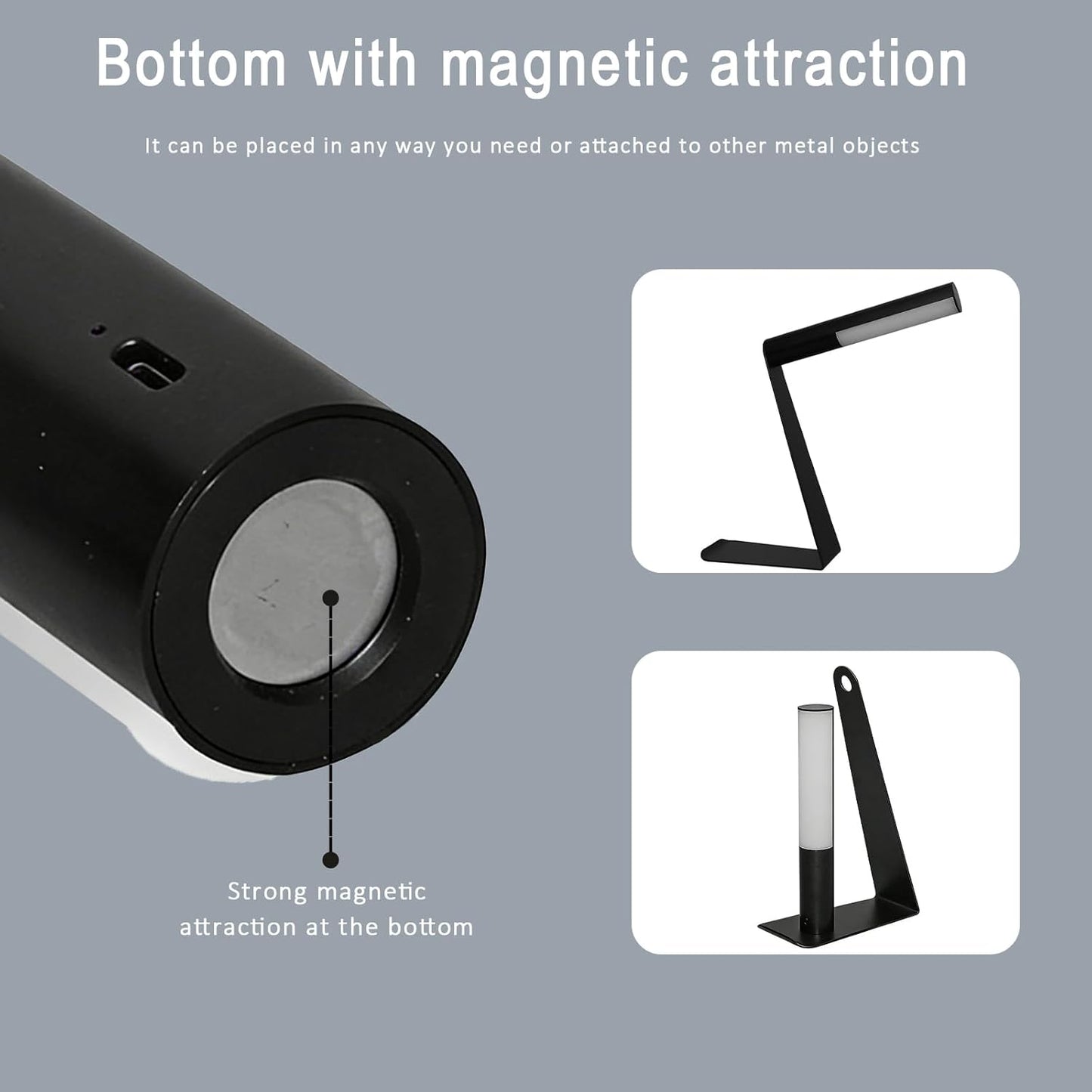 Skiennix Magnetic Portable Desk Lamp - 3-Color Dimmable Rechargeable Mini Table Light for Bedroom & Office