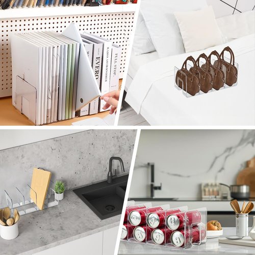 SHAIDOJIO 4 Pack Clear Acrylic File Organizer, Desktop File Sorter Purse Handbag Divided Organizer for Book, Envelopes, Mail, Document, Notebook, Office Supplies