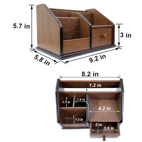 N Desk organizer wood with small drawer Office and Home organization like remote control holder pencil holder HeBen1029